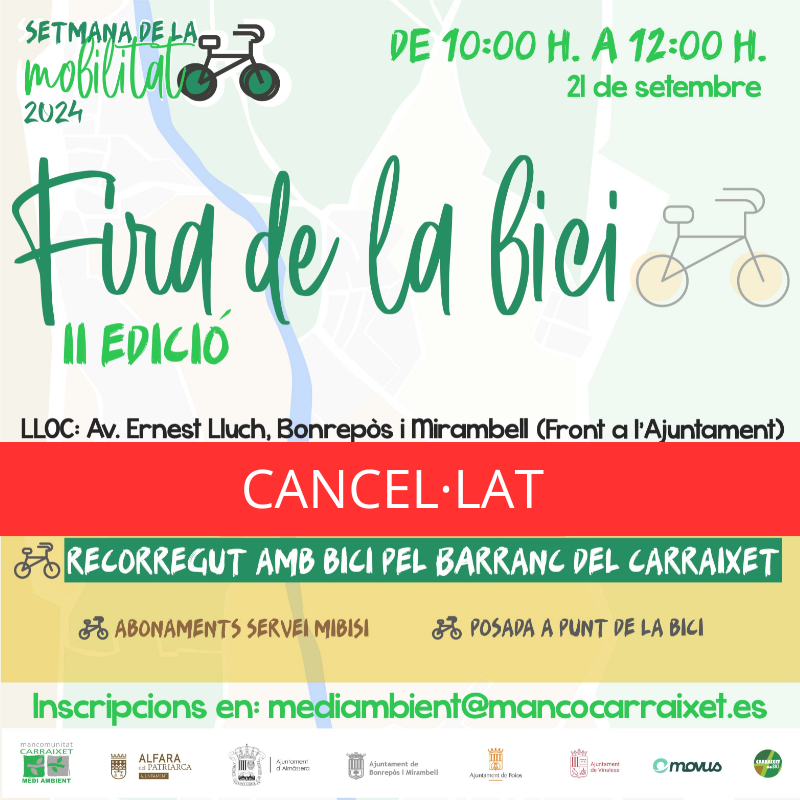 MEDI AMBIENT | II EDICIÓ FIRA DE LA BICI

🚨🚨Les activitats de la II edició de la Fira de la Bici programades per a demà, queden suspeses per previsió meteorològica.❌

📆Pròximament anunciarem la nova data per a reprendre-les.

Disculpeu les molèsties.