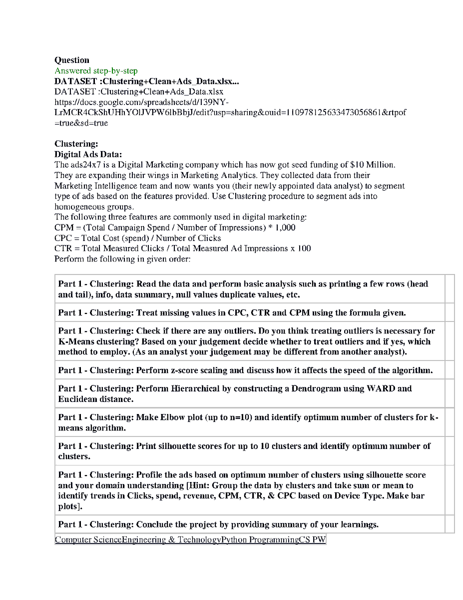 sn4502092's tweet image. hackedexams.com/item/18271/clu…
Clusteringcleanads Dataxlsx A Step By Step Guide To Clustering And Segmenting Digital Ads Data With Python For The 2024 2025 Academic Year
#Clustering #Dataxlsx #stepguide #segmenting #digitalads #python #hackedexams