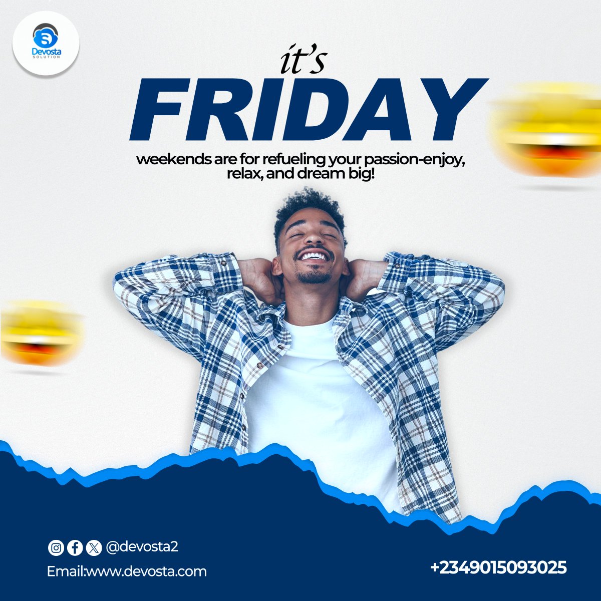 devostasolution's tweet photo. Whether you're unwinding or staying productive, Devosta is here to help you level up. From IT training to web development and digital marketing and more , we’ve got you covered!
Enjoy your weekend, and reach out anytime!
Visit: https://t.co/KtWEoTXNyI
#TGIF #Devosta https://t.co/HvRpESYIom