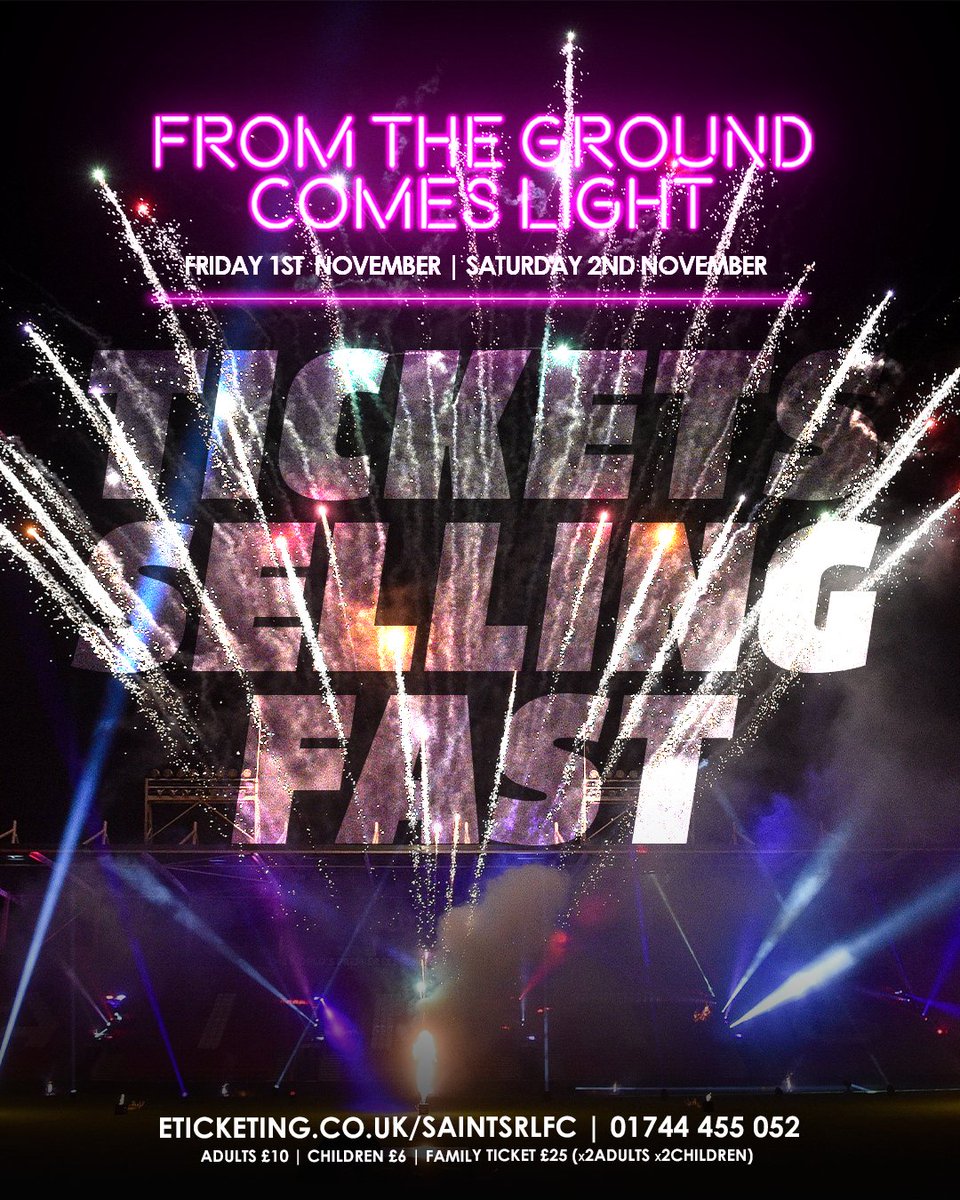 From The Ground Comes Light tickets have been selling fast since our launch just two weeks ago! 🔥

Secure your place now
🎇 eticketing.co.uk/saintsrlfc