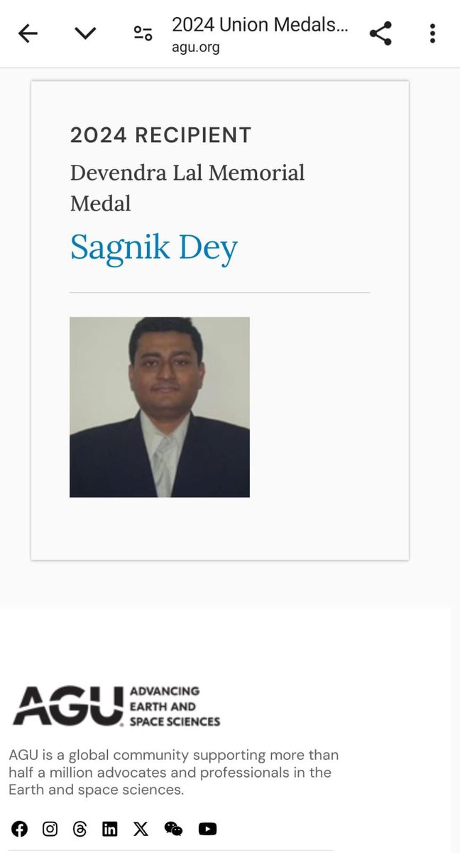 Sagnik Dey (@somagnik) on Twitter photo Honored to receive the recognition from <a href="/theAGU/">AGU (American Geophysical Union)</a>. Thanks to my mentors, <a href="/iitdelhi/">IIT Delhi</a> and collaborators for shaping my career. This is a testament to the quality work of my students. Big thanks to my family; specially my wife <a href="/SomaDeyGhosh1/">Soma Dey Ghosh</a> for unwavering support and my son Sourik. Honored to receive the recognition from <a href="/theAGU/">AGU (American Geophysical Union)</a>. Thanks to my mentors, <a href="/iitdelhi/">IIT Delhi</a> and collaborators for shaping my career. This is a testament to the quality work of my students. Big thanks to my family; specially my wife <a href="/SomaDeyGhosh1/">Soma Dey Ghosh</a> for unwavering support and my son Sourik.