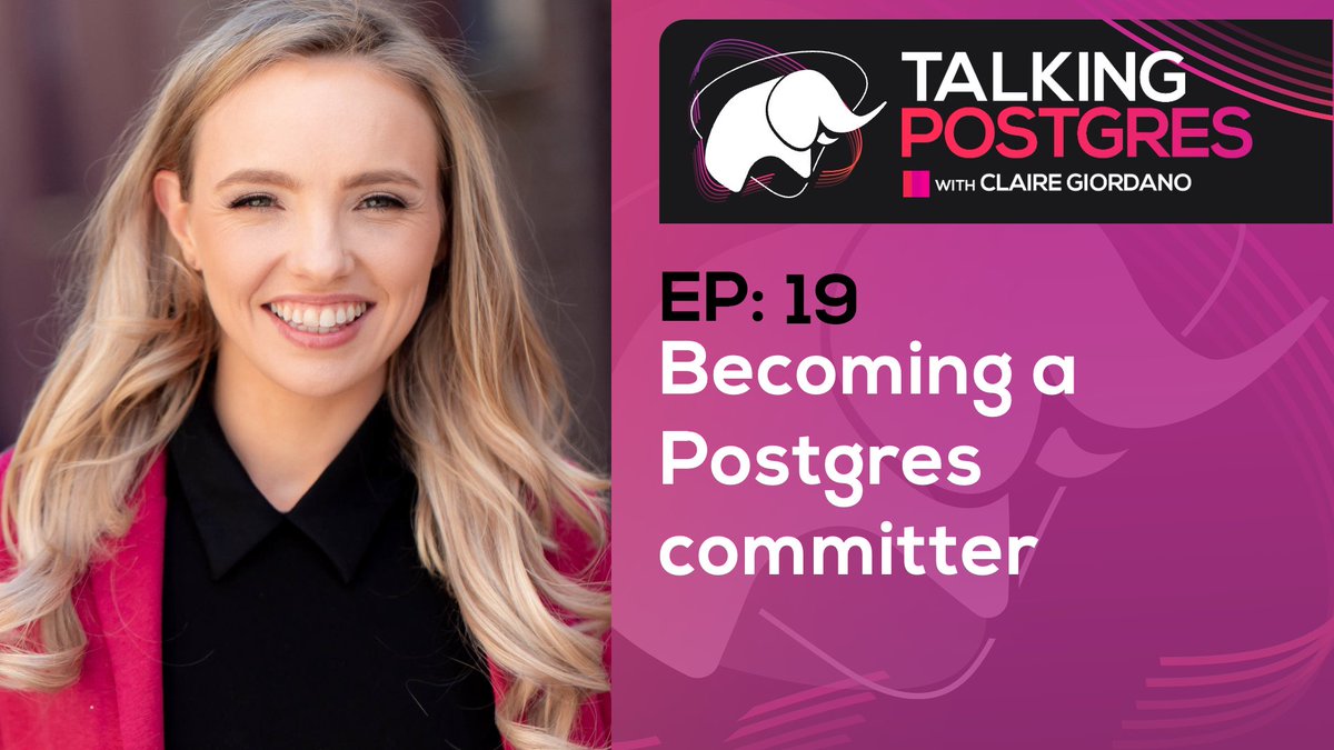 Claire Giordano ✨ (@clairegiordano) on Twitter photo New episode of #TalkingPostgres 🎙️ w/guest & Postgres developer <a href="/melanieplageman/">Melanie Plageman</a>
Melanie & I discuss becoming a Postgres committer, quitting her job, mentorship, asking for help, empathy, & the responsibililty of it all
🎧 talkingpostgres.com/episodes/becom…
📺 youtube.com/watch?v=X7Pr5c… New episode of #TalkingPostgres 🎙️ w/guest & Postgres developer <a href="/melanieplageman/">Melanie Plageman</a>
Melanie & I discuss becoming a Postgres committer, quitting her job, mentorship, asking for help, empathy, & the responsibililty of it all
🎧 talkingpostgres.com/episodes/becom…
📺 youtube.com/watch?v=X7Pr5c…