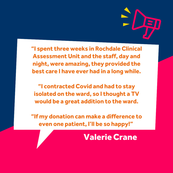 Huge thanks to the lovely Valerie for her donation of a TV to the Clinical Assessment Unit at #RochdaleInfirmary! 📺 <a href="/RochdaleCO_NHS/">Rochdale Care Organisation</a>

Valerie, a former patient, made the donation to improve the ward for other patients, and we're so grateful!