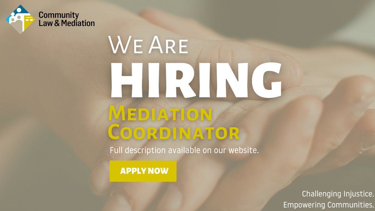 CLM are delighted to announce that we are recruiting for the role of PT Mediation Coordinator.

For more information about the role, which has a deadline of October 7th, and download our application form, visit:

tinyurl.com/2rnhryp2

#JobFairy #JobOpportunities #WorkWithUs