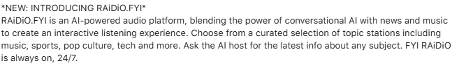 tlegofficial's tweet image. So @iamwills' invention called #RaiDio looks extremely similar to @FUTURIinc's #RadioGPT?🤔