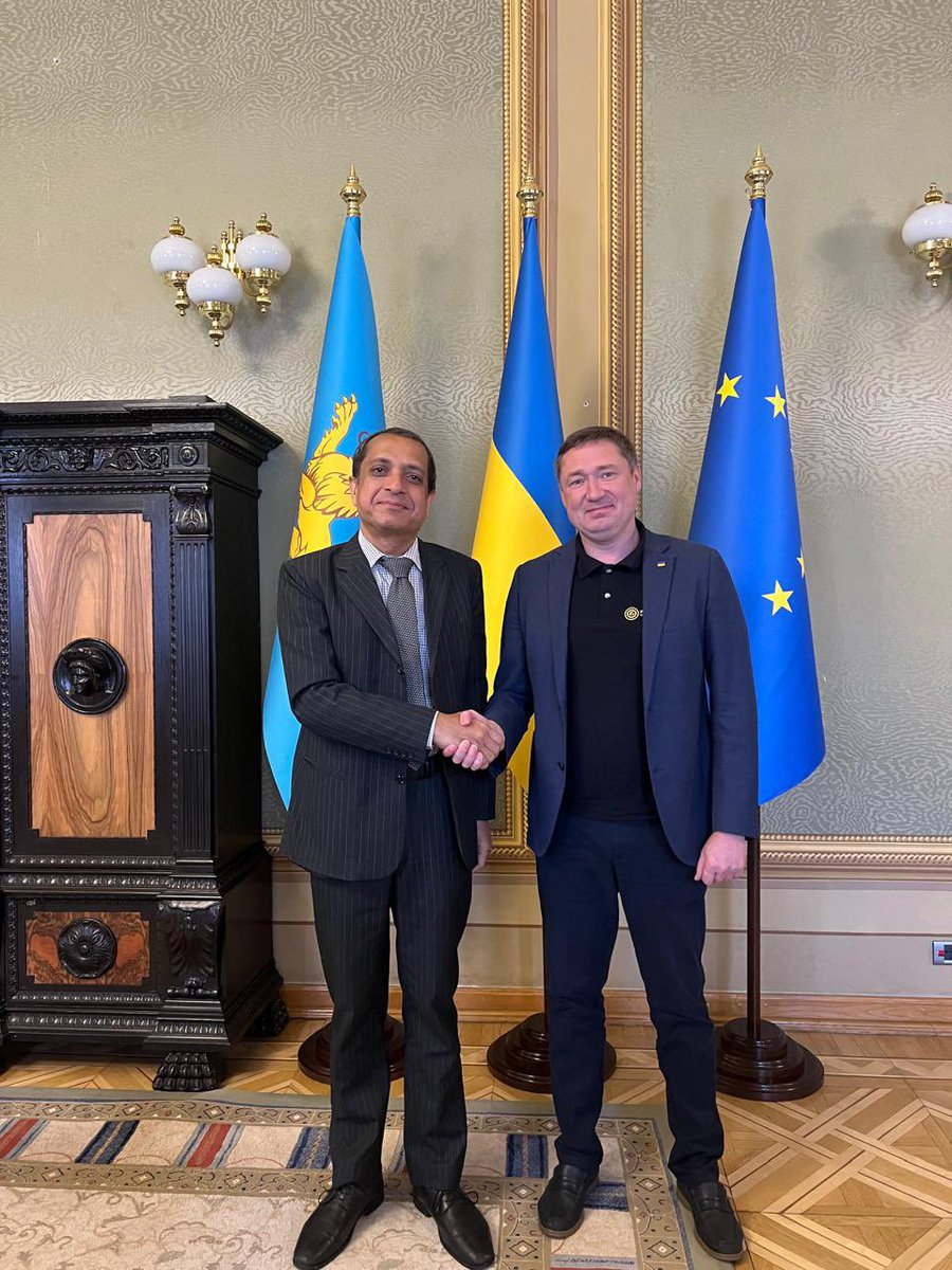 Pleased to meet Regional Head of Administration of Lviv region, H.E. Mr. Maksym Kozytskyy. Offered India’s support in their developmental efforts.<a href="/M_Kozytskyy/">Максим Козицький</a>
