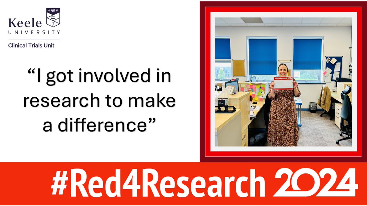 Keele_CTU's tweet photo. This is one of our Project Administrators Clare telling us why she got involved in research....
#r4r #Red4Research #healthresearch #nihr #rdforum #ctu #ukcrc #ClinicalTrials https://t.co/tjMtEnB5Bs