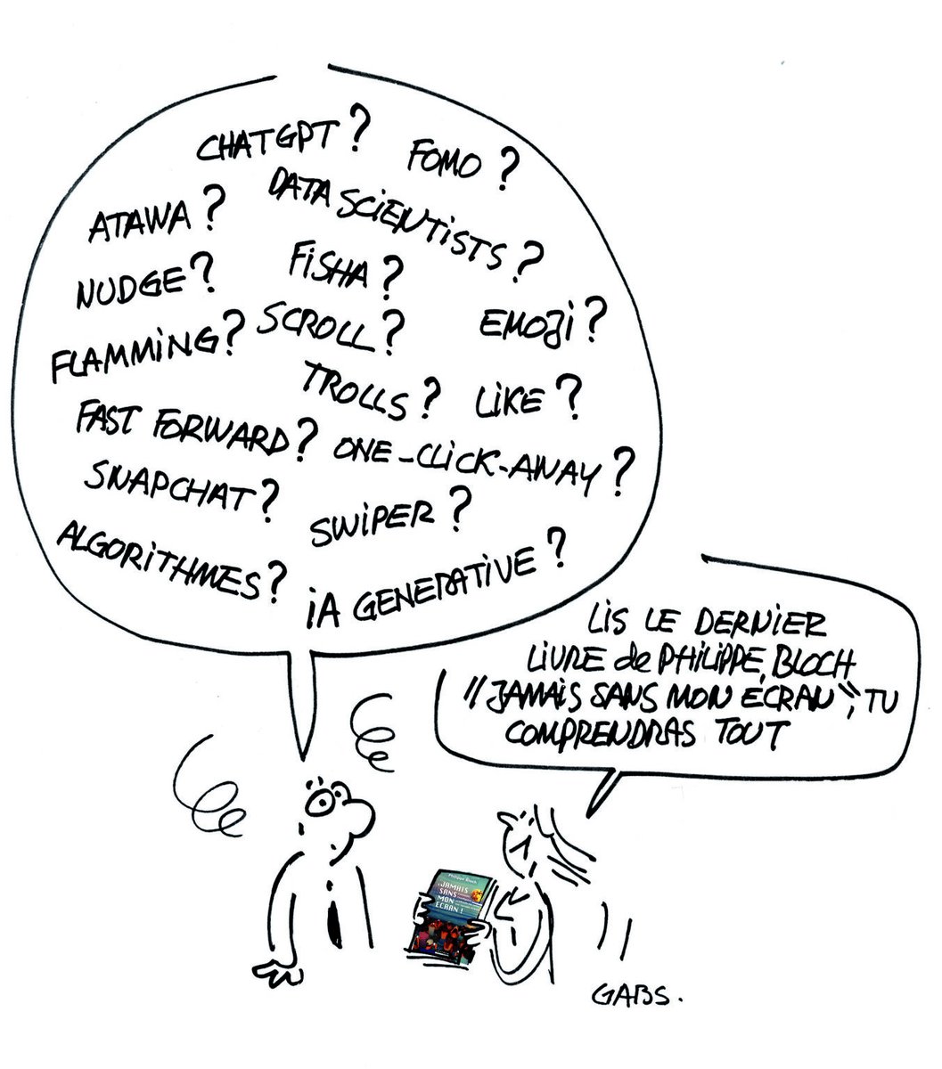 Merci à mon ami GABS d'avoir mis son talent et son crayon au service de mon nouveau livre "Jamais sans mon écran !"
philippebloch.com
#jamaissansmonecran