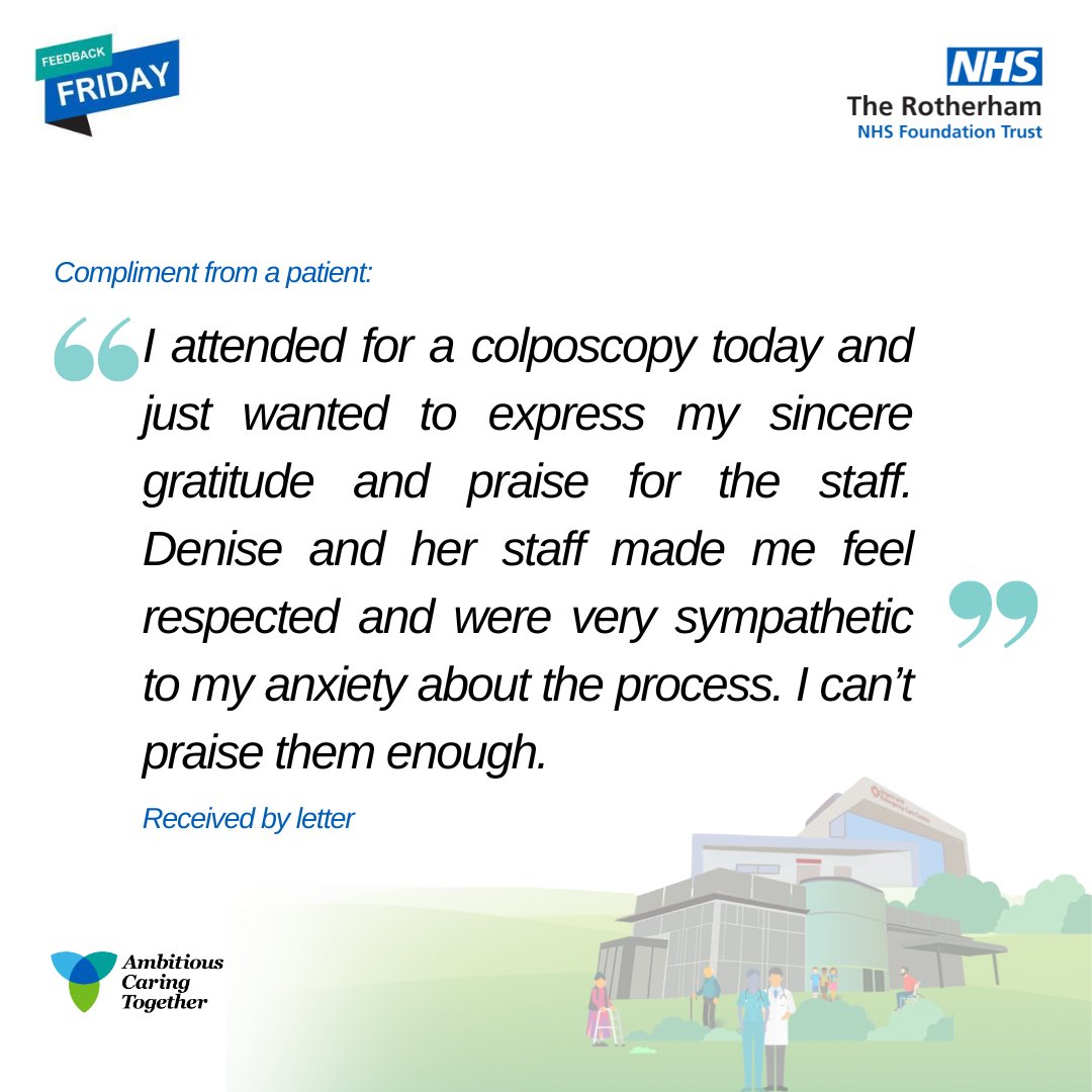 Here's a shout-out for our Colposcopy team. Thank you for your feedback! #TRFT #FeedbackFriday