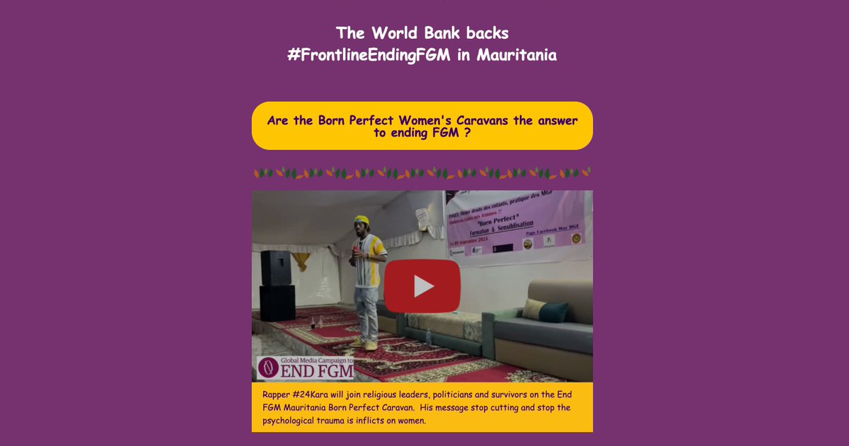 The World Bank backs #FrontlineEndingFGM in Mauritania 
Read our latest newsletter here: buff.ly/49dPGf4