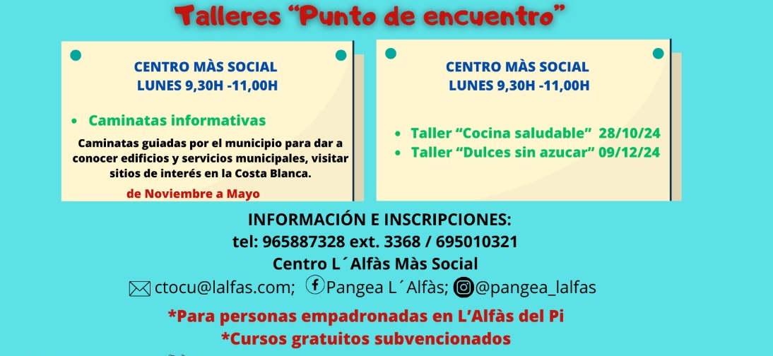 Se abre el periodo de inscripción para los cursos y talleres organizados por la Oficina Pangea de l’Alfàs del Pi dlvr.it/TDT85M