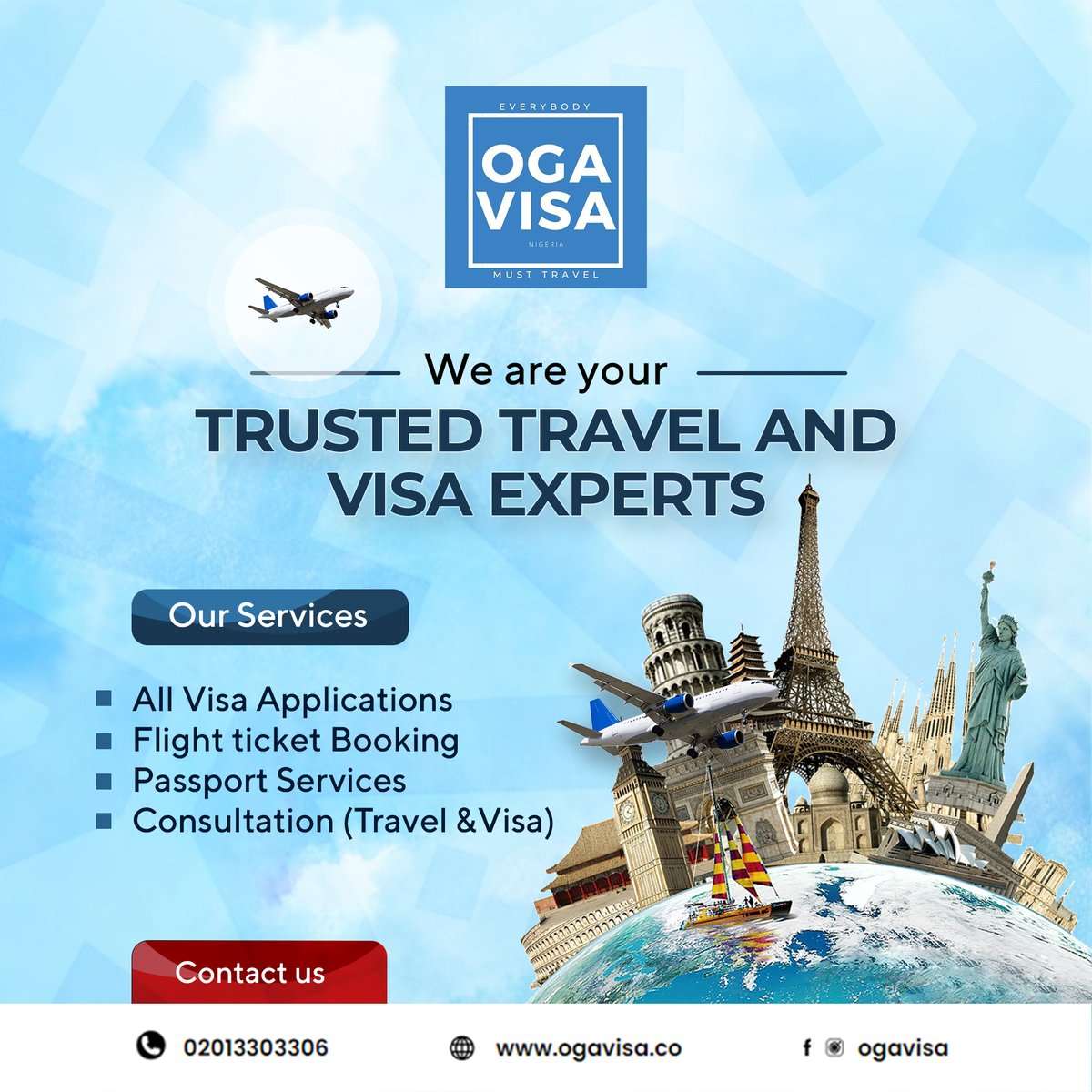 ogavisa's tweet photo. ogavisa is dedicated to providing the best visa service to you.

#ogavisa #travel #flight #flighticket #ticketing #hospitality #visa #visaapplication #Champions https://t.co/qtEb5KBmE0