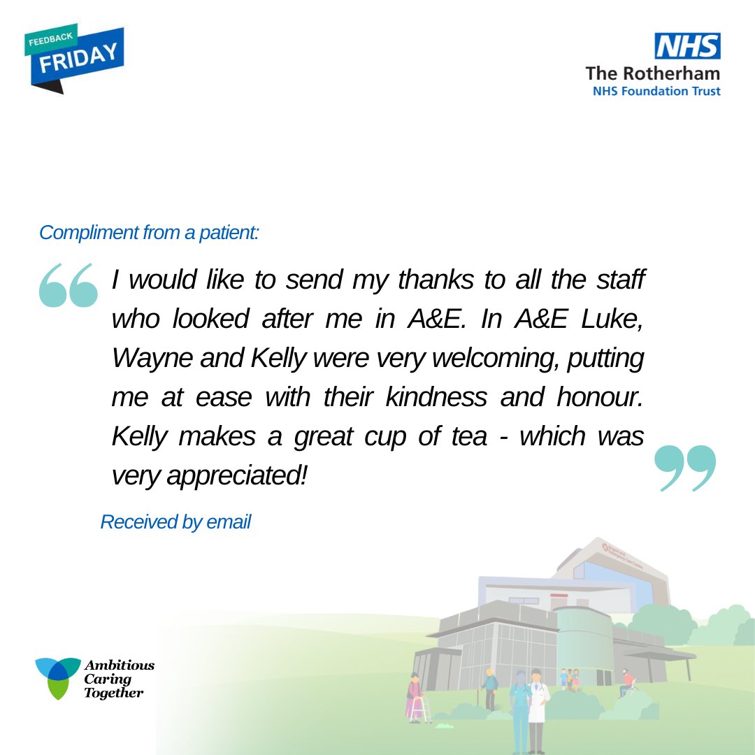 Here's a lovely compliment for Luke, Wayne and Kelly in our UECC department. Thank you for the feedback #TRFT #FeedbackFriday