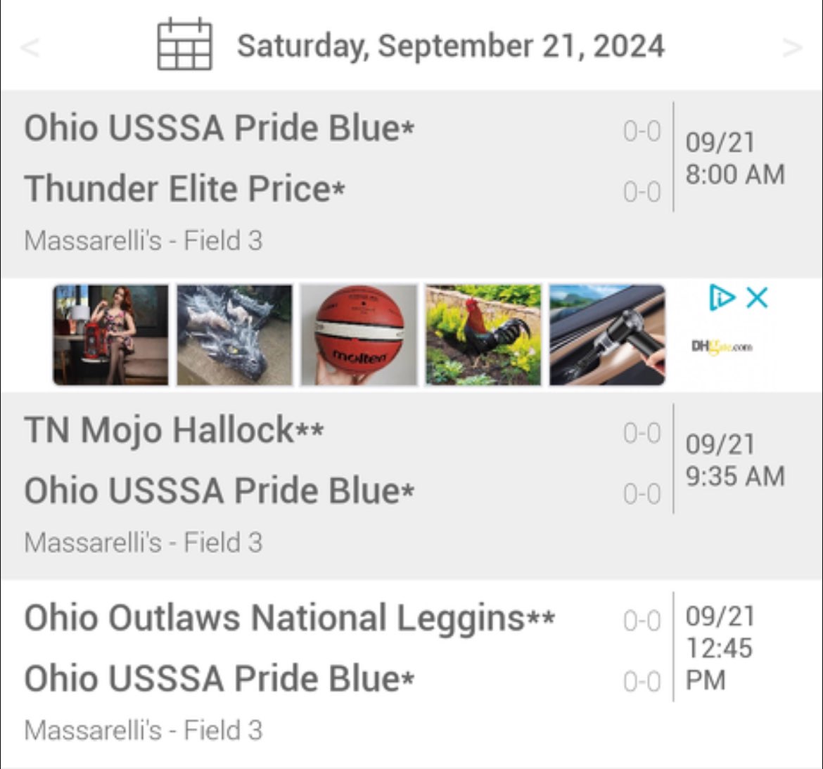 Here’s my teams schedule for tomorrow! So excited to get back on the field, at Massarellis Sports Complex, with my girls!! 🤍❤️💙 <a href="/usssaprideblue/">USSSA Pride Blue</a> <a href="/KentStSoftball/">Kent State Softball</a> <a href="/ZipsSB/">Akron Zips Softball</a> <a href="/MaloneUSoftball/">Malone University Softball</a> <a href="/AuburnSoftball/">Auburn Softball</a> <a href="/CSU_Softball/">Cleveland State Softball</a> <a href="/clemsonsoftball/">Clemson Softball 🥎</a> <a href="/FlyerSoftball/">Dayton Softball</a> <a href="/GenevaSoftball_/">Geneva Softball</a>