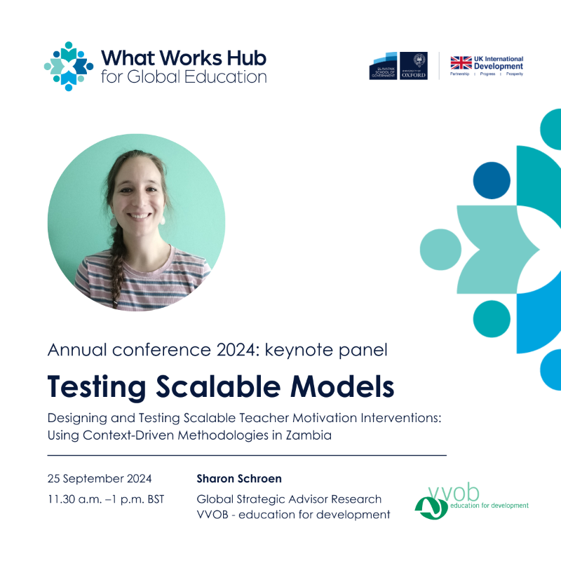 VVOBvzw's tweet photo. Heading to the @WWHGlobalEd conference this 25 September?

VVOB's Sharon Schroen will present on how to promote teachers’ motivation to implement quality #CatchUp, an accelerated remedial learning programme. This study is conducted with @BusaraCenter &amp; @TaRL_Africa. 

Join us!