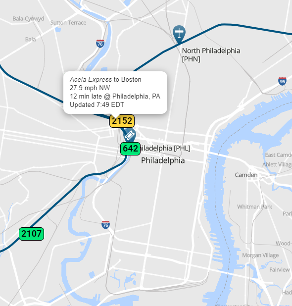 AmtrakStatus's tweet image. ALERT! 📷 Train 2152 'Acela Express' is running behind schedule by 0 hour and 12 minutes.
Need to know when it arrives? Track your train in real-time: trains-today.com/train/train-21…
📷 Stay on track with us! #Amtrak #TrainRealTime