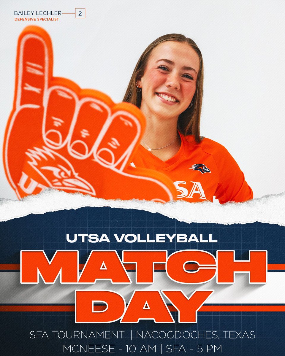 Let’s make it a fantastic Friday! 

🏆: SFA Tournament 
🆚: McNeese &amp; SFA
⌚: 10 a.m. &amp; 5 p.m. CT
 📍: Nacogdoches, Texas 
🏟: Shelton Gym   
📺(vs. SFA): goUTSA.com/vblive 
📈: goUTSA.com/vbstats

#BirdsUP🤙 | #LetsGo210