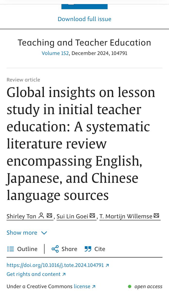 Sui Lin Goei (@suigoei) on Twitter photo Happy to share publication of this new article ‘ Global insights on lesson study in initial teacher education: A system... sciencedirect.com/science/articl…
<a href="/Tan_Shirley_/">Shirley Tan</a> <a href="/Tmartijn/">Martijn Willemse</a> <a href="/WALessonStudy/">WALS</a> <a href="/LessonStudyVL/">Lesson Study Vlaanderen</a> <a href="/lessonstudyuk/">Lesson Study UK</a> <a href="/LSAlliance_chi/">Lesson Study Alliance</a> Happy to share publication of this new article ‘ Global insights on lesson study in initial teacher education: A system... sciencedirect.com/science/articl…
<a href="/Tan_Shirley_/">Shirley Tan</a> <a href="/Tmartijn/">Martijn Willemse</a> <a href="/WALessonStudy/">WALS</a> <a href="/LessonStudyVL/">Lesson Study Vlaanderen</a> <a href="/lessonstudyuk/">Lesson Study UK</a> <a href="/LSAlliance_chi/">Lesson Study Alliance</a>