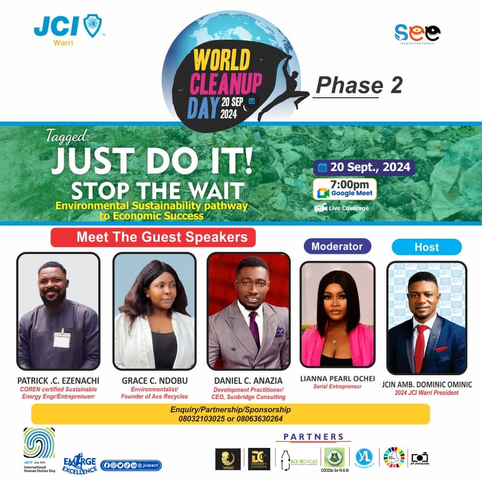 This is our Partnership project
 you can join virtually to be part of this Year's world clean up day today&amp;
Tomorrow' we are having a physical outreach in Warri
You can always support&amp;be part of the SDGs&amp;society through your time&amp;other contribution not money
Together is possible