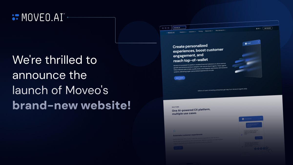 We're thrilled to announce the launch of Moveo's brand-new website!🎉

Whether you're discovering who we are, exploring our services, or looking to partner with us, our new site makes it easier than ever.

🔗 moveo.ai
We’re excited to hear your thoughts