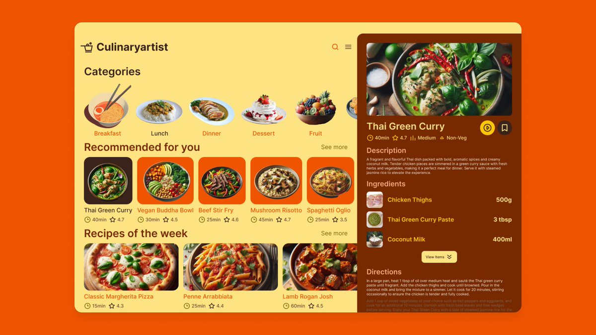 ashish1lexbaa's tweet image. Day 32 of my #50DaysUIChallenge! 🎨 Designed a sleek recipe booklet for a desktop app—perfect for culinary adventures 🍽️✨ Stay tuned for more designs! #RecipeApp #CulinaryArt #WebDesign #FoodLovers #CookingMadeEasy #DesignChallenge #DigitalDesign #FoodInspiration #UXDesign