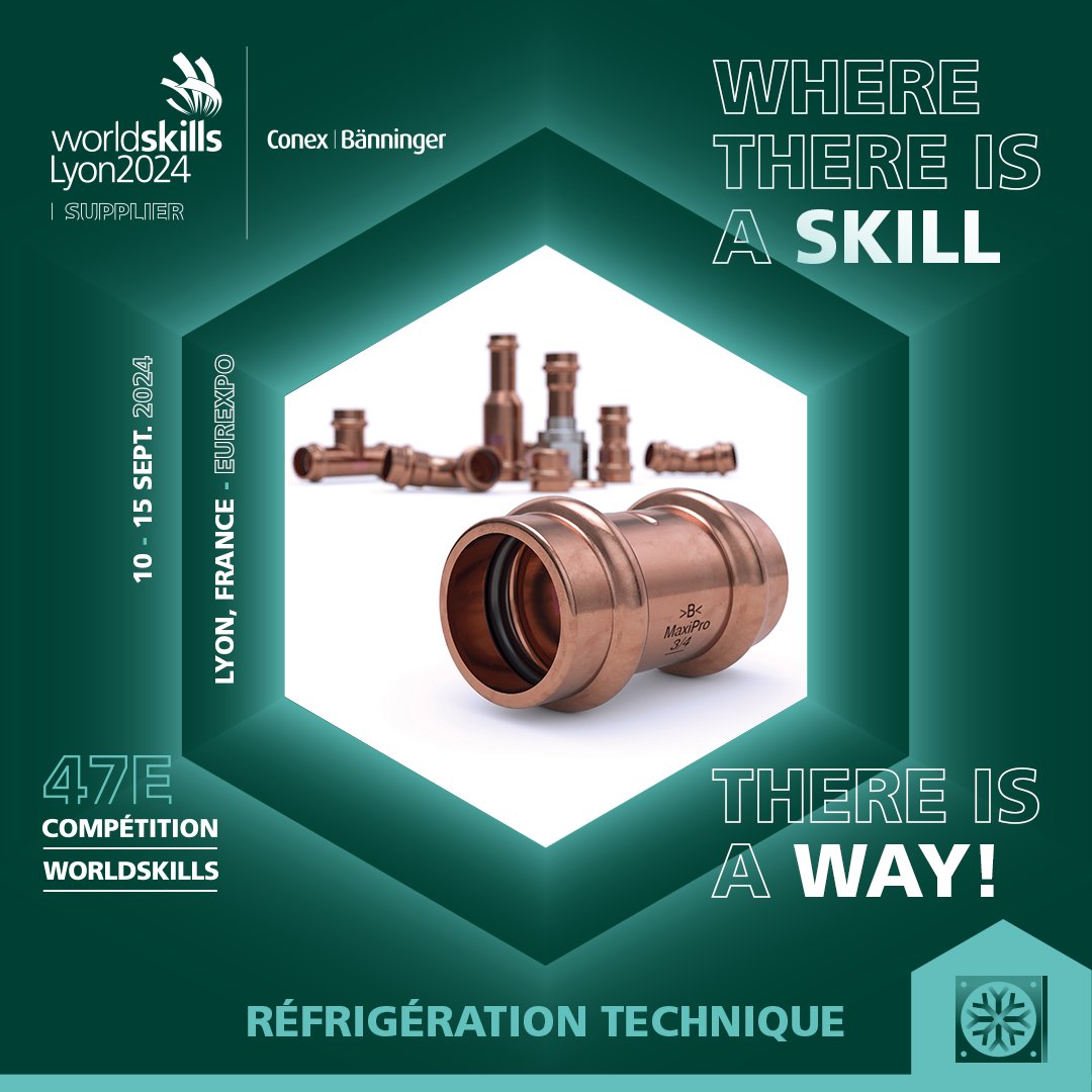 Last week our French team was heavily involved in the World Skills competition in Lyon, where we had our very own >B< Press and >B< MaxiPro being used for competitive installations throughout the event 👌🏼❄️💦 

#worldskills #ConexBanninger #BPress #BMaxiPro