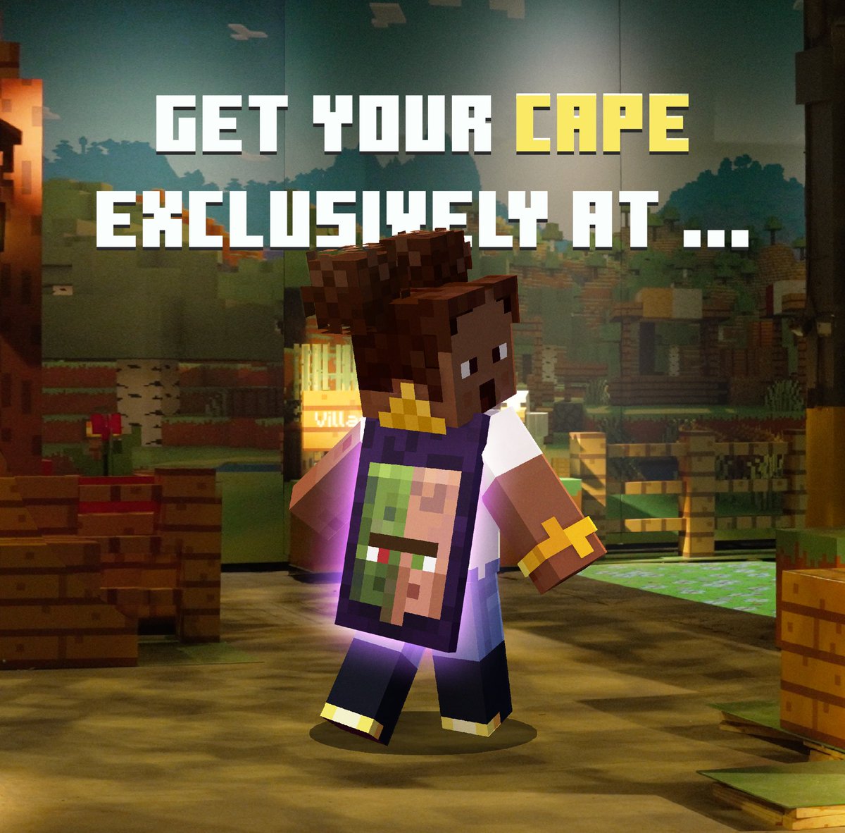 MinecraftExpIRL's tweet image. Get a ticket. Get a (Minecraft) experience of a lifetime. Get a cape. It's called a win-win-win! #MinecraftExperience #MinecraftDallas @Minecraft