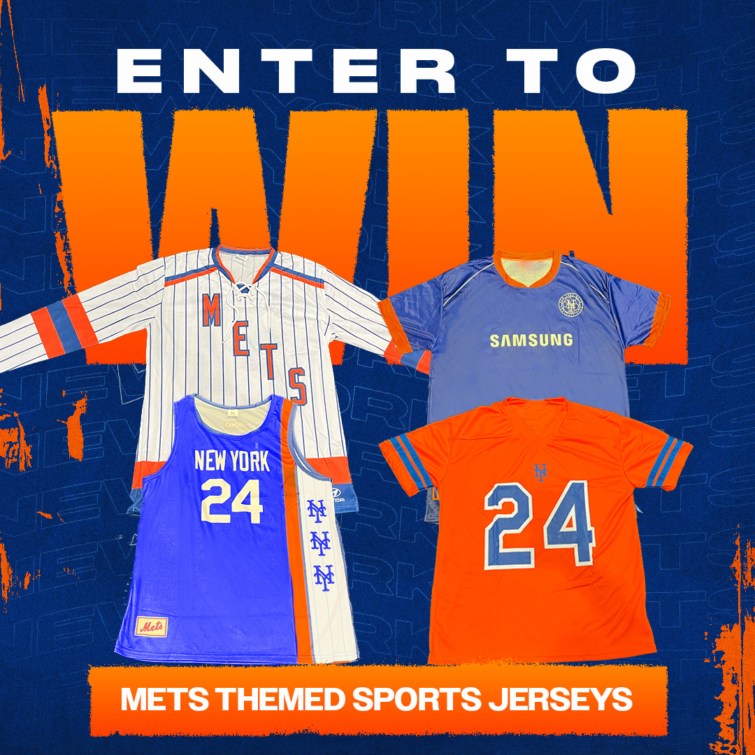 Mets's tweet image. Giveaway! ⚽🏀🏈🏒 

Repost and follow for a chance to win a collection of Mets themed sports jerseys!
