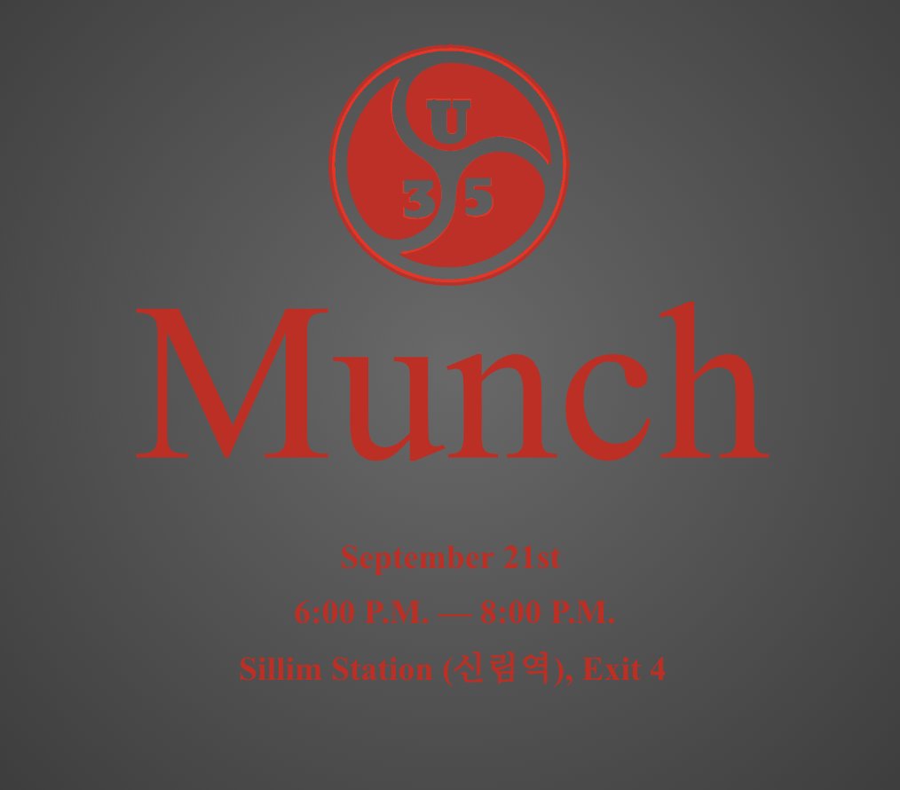 We got two awesome events in one day!

You can learn about proper postures &amp; protocols at the CaM seminar at 3:00 P.M., and our monthly munch will be held at 6:00 P.M. as well!

Look below for more detail:
CaM Seminar — fetlife.com/events/1585474
U35 Munch — fetlife.com/events/1585488