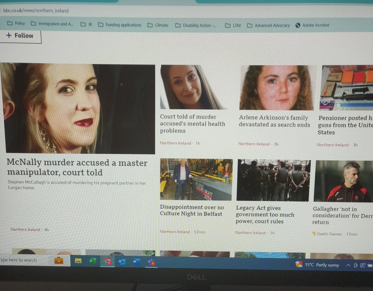 Maria McCloskey (@mariamccloskey) on Twitter photo The three top stories on <a href="/BBCNewsNI/">BBC News NI</a> this evening about the murder or disappearance of different women.
Horrifying.
#EndViolenceAgainstWomenAndGirls The three top stories on <a href="/BBCNewsNI/">BBC News NI</a> this evening about the murder or disappearance of different women.
Horrifying.
#EndViolenceAgainstWomenAndGirls