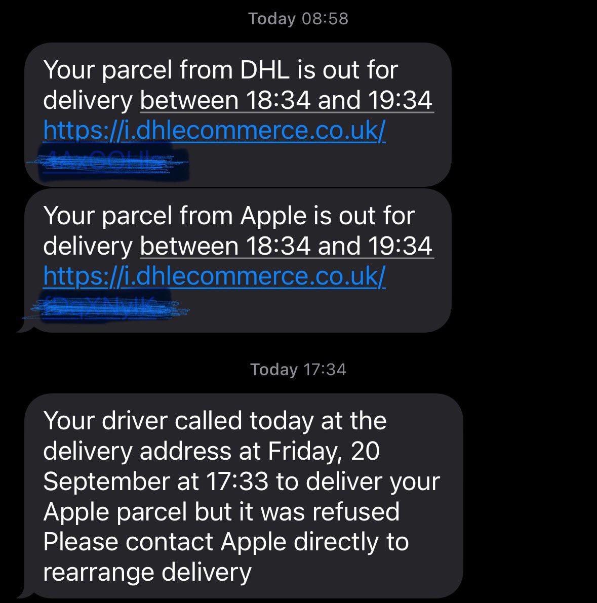 Hey <a href="/DHLGlobal/">DHL Group</a>, would you like to take a guess at why I might have thought 17.33 was an ok time for me to not be in?
