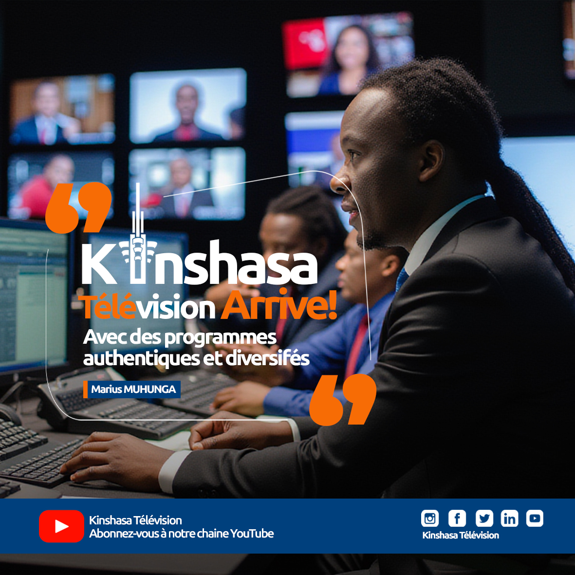 Le compte à rebours est lancé pour l'arrivée de Kinshasa Télévision! 📺🎉

Votre future chaîne aspire à devenir une source d'information et de divertissement de premier plan en RDC. 📡🎥

Voici le lien de notre chaîne YouTube : cutt.ly/TeEy4NUE

#MariusMuhunga