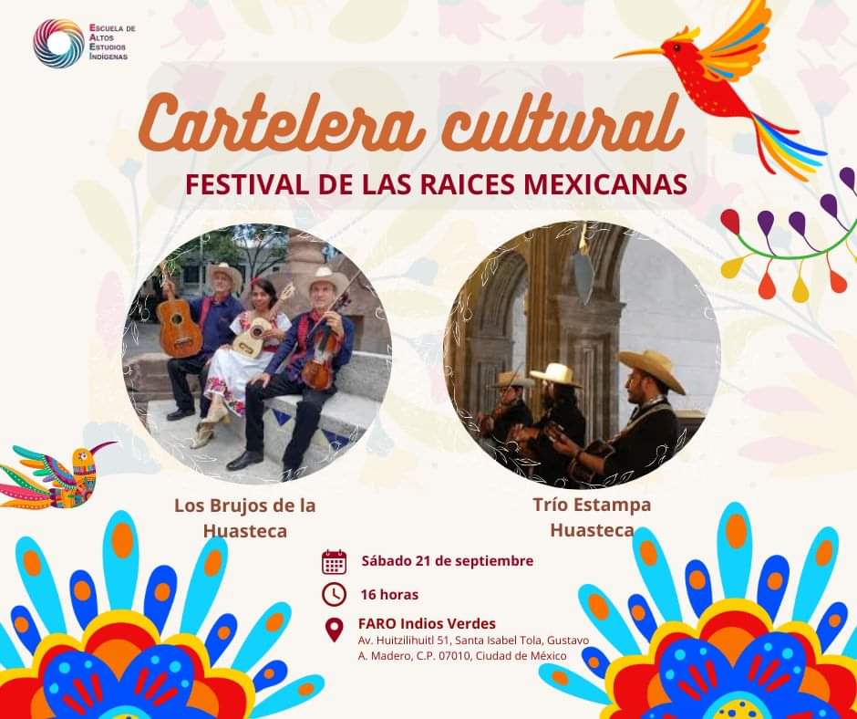 eaei2024's tweet photo. El día de hoy arrancaremos con nuestra recomendación de la #CarteleraCultural. 🎬

Hoy tenemos para ti el Festival de las Raices Mexicanas, un festival de encuentro intercultural, multidisciplinario donde la música y la danza en el Faro Indios Verdes. 

¡NO SE LO PIERDAN! 🪕🎻🎼 https://t.co/BxjpYMN9sA