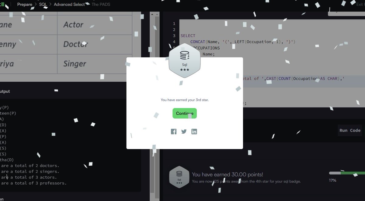 Das__Raja's tweet photo. #SQLjourney
I’m excited to share that I’ve earned my 3rd-star SQL badge  in HackerRank.

HackerRank: https://t.co/lFuTr71UyA
Linkdin: https://t.co/9hj4hpcn8S https://t.co/NmnyTpT7vq