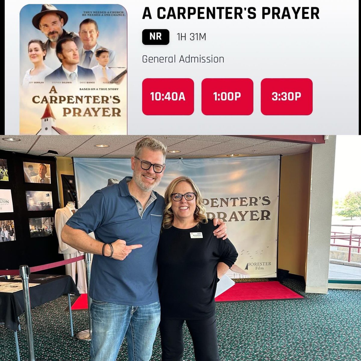 CarpenterPrayer's tweet photo. Hey Huntington Unbelievable week # 6 @a_carpenters_prayer_movie screening @gqtmovies in Huntington!! 🙏 please go see our film this weekend!! Thank you Mary Parton McCormack! Please share. Huntington News Now https://t.co/Ovmzkknald