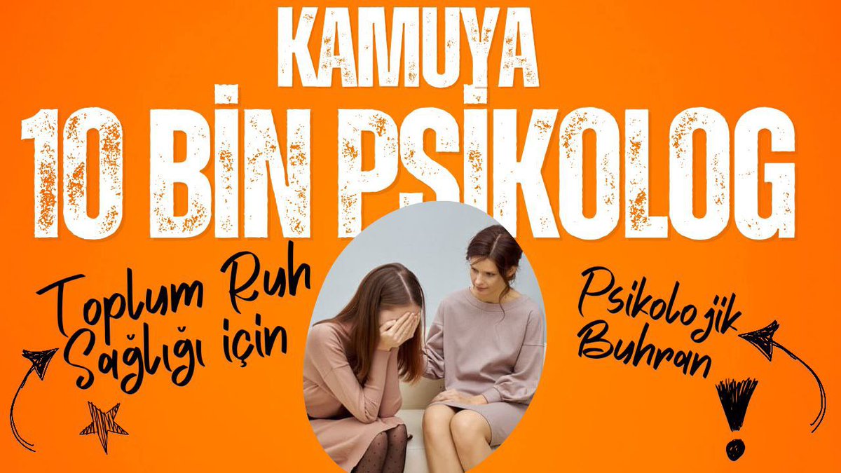 Kamuya daha çok psikolog lazım.  Hastaneler, Aile Sağlığı Merkezleri, SHM, TRSM, KYK yurtları, adliyeler, cezaevleri ve diğer birçok alanda psikologlara acil ihtiyaç var. Ruh sağlığımızı ihmal etmeyelim. #PsikologLazım
