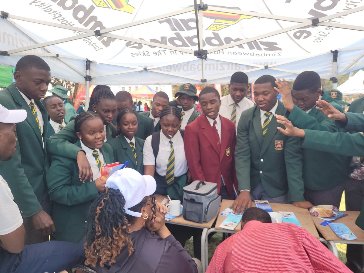 FlyAirZimbabwe's tweet photo. #NurturingFutureAviators
Today, Air Zimbabwe had the pleasure of participating in the Eaglesvale Senior School career guidance fair. We connected with passionate students interested in aviation careers. A heartfelt thank you to Eaglesvale Senior School for inviting us. #FlyWithAirZimbabwe