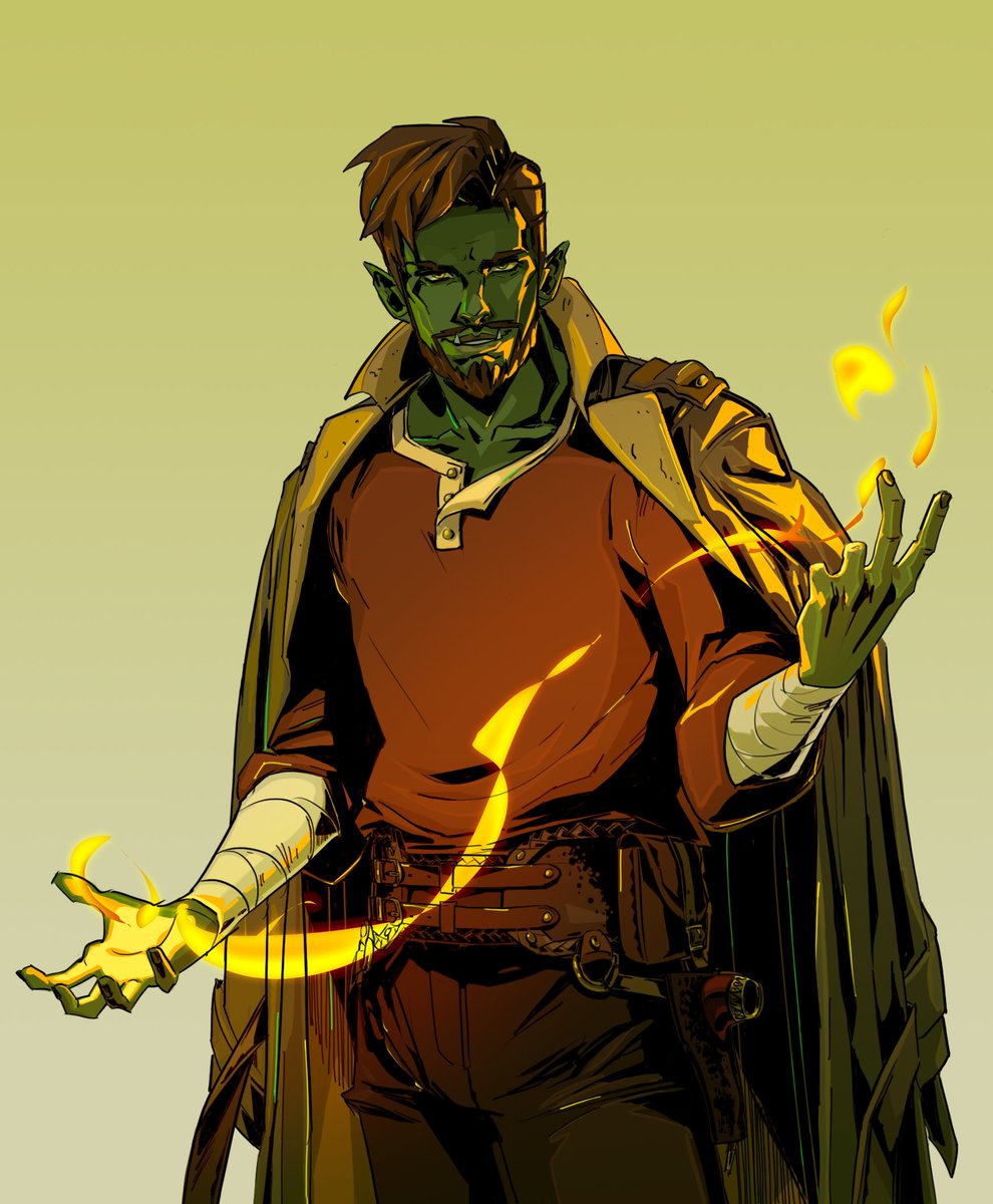 Julidi0t's tweet image. Had the pleasure of working with @/badgertalesgms over on Insta on some very cool character designs.
First up, Tytho Locke, magical rebel and arcane experimenter 🔥✨
#DnDcharacter #dndart #DnD