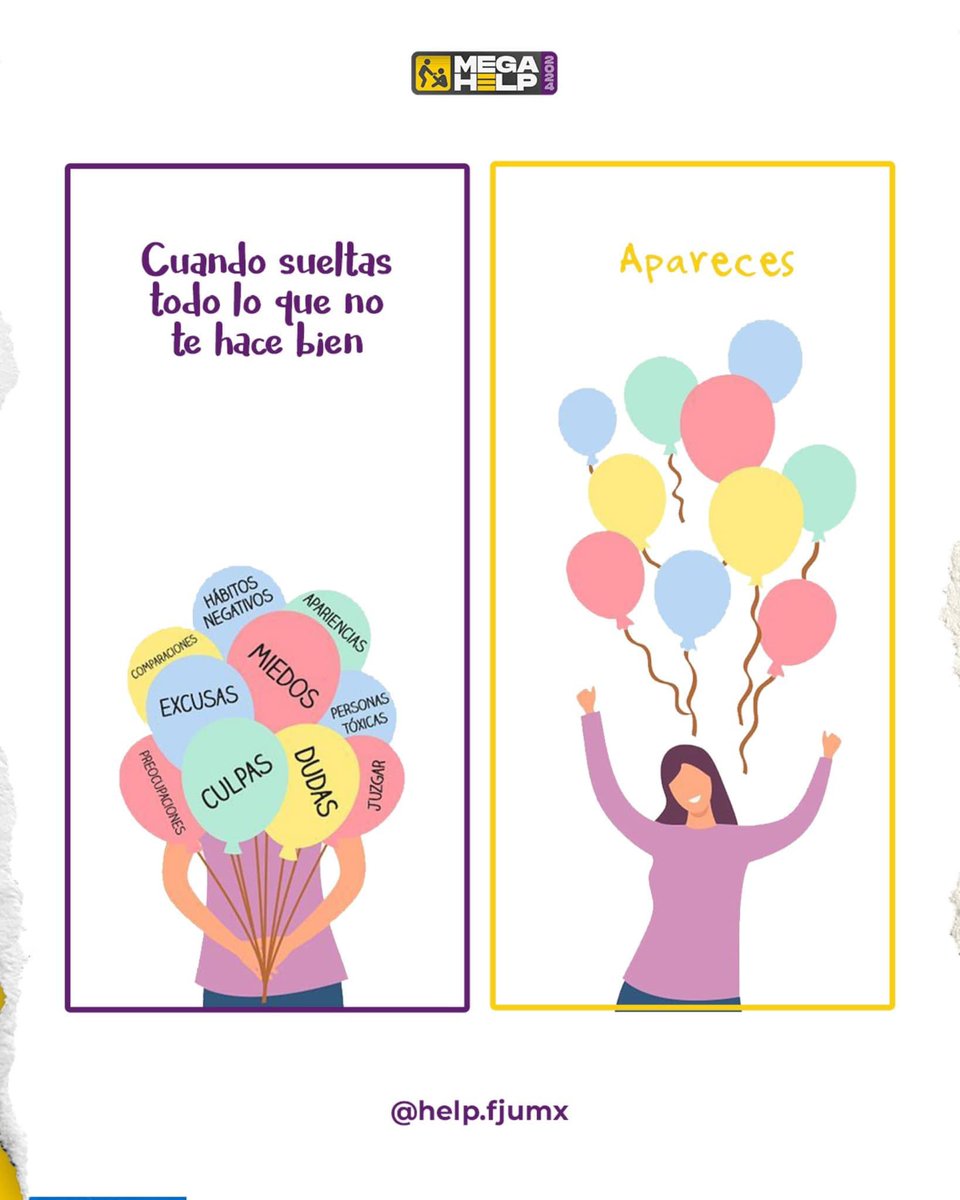help_fjumx's tweet image. Algunas veces es necesario soltar lo que no nos hace bien: ese sentimiento tóxico, esa relación que nos consume, ese hábito que nos limita…

Al soltarlos, sucede algo espectacular: APARECEMOS. Aparece nuestra verdadera esencia, nuestra luz, nuestra libertad.

#HelpMx #MH2024