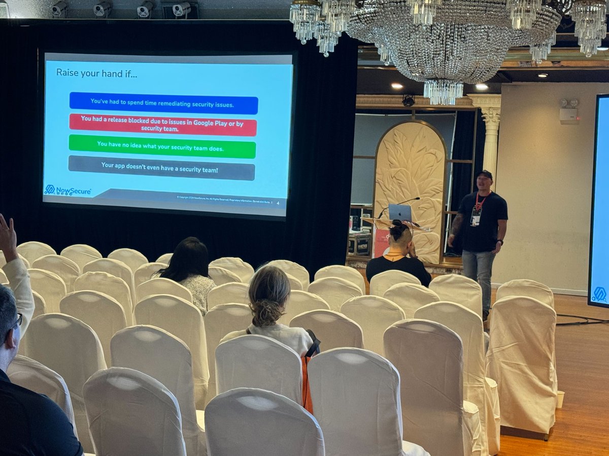 NowSecureMobile's tweet photo. Day 2 of #droidconNY is in full swing! The #NowSecure team is enjoying discussions about the latest mobile app security trends and strategies to reduce enterprise risk. #droidconNYC #droidcon #mobileapprisks #mobileappsecurity https://t.co/AtOpby7Wb7