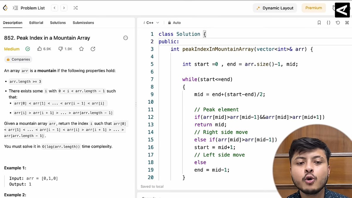 RAKESHNISHAD22's tweet image. 20/09/24

Day 56 of my DSA challenge: Today, I explored the Peak Index in a Mountain Array problem.

🌐 Follow My Journey: 
- GitHub: [lnkd.in/etT5u-PM] 
- Linkedin : [lnkd.in/e5j5-N-2]www.l…]

#DSA #PeakIndex #MountainArray #Coding #Learning #RohitNegi #Programming