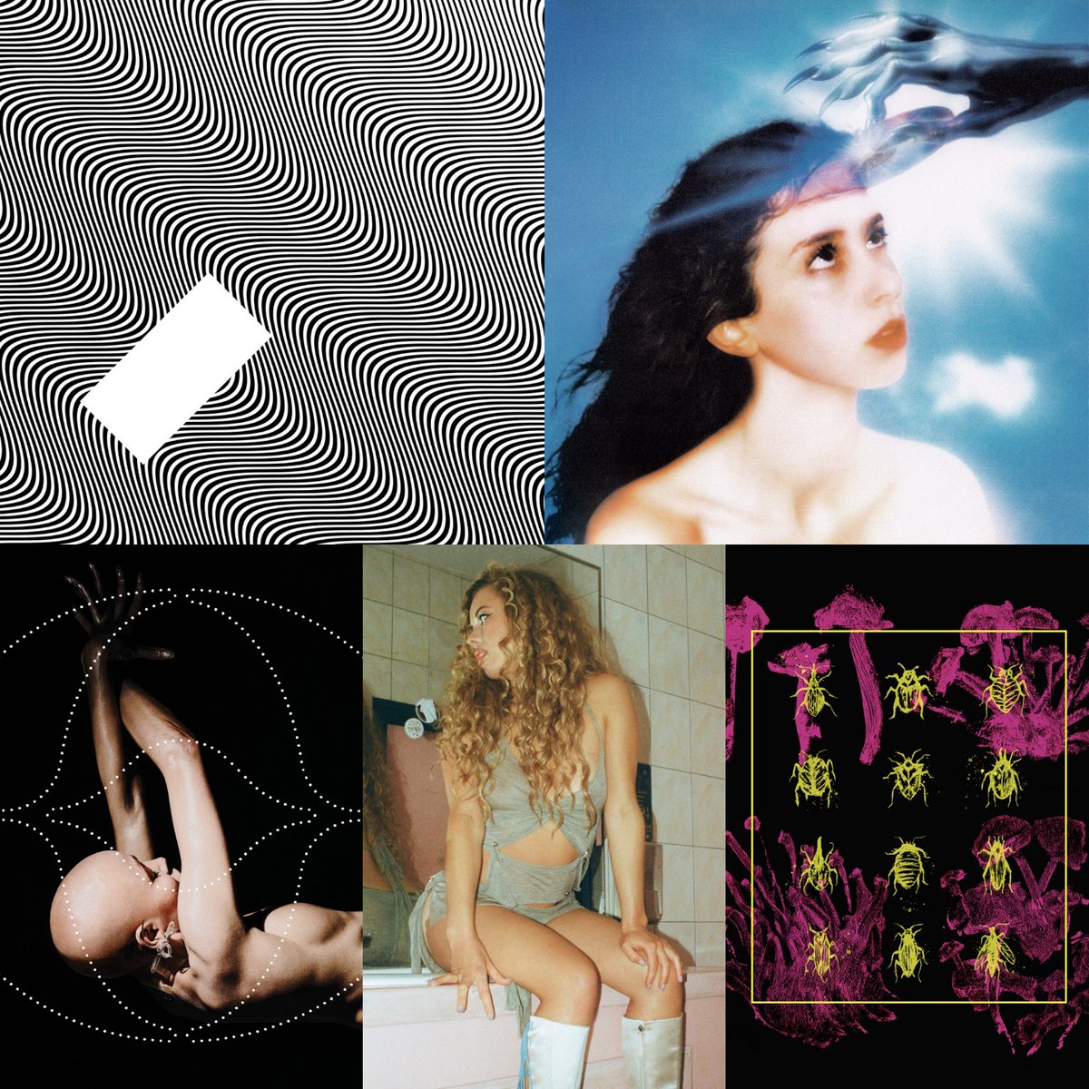 Top 5 releases users are listening to on RYM:

1. <a href="/jamie___xx/">Jamie xx</a> - 'In Waves'   
2. <a href="/MagdalenaBay/">Magdalena Bay</a> - 'Imaginal Disk'  
3. <a href="/FKAtwigs/">FKA twigs</a> - 'Eusexua' 
4. <a href="/niluferyanya/">Hallucinogenic Honey</a> - 'My Method Actor'
5. Phuyu y la Fantasma - 'A| tetralogía de bichos y setas' (<a href="/registromovil/">Registro Móvil</a>)

rateyourmusic.com/new-music/