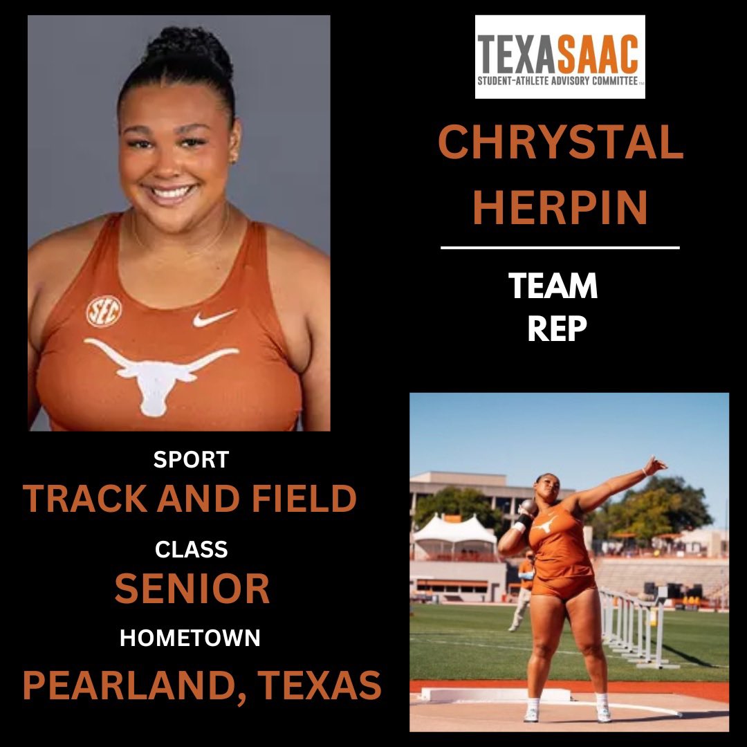 TexasSAAC's tweet image. From Womenโs Track and Field/Cross Country, Community Outreach Coordinator, Brighton Mooney and Team reps, Chrystal Herpin, and Elizabeth Pickett!๐๐ปโโ๏ธ๐ค๐ผ