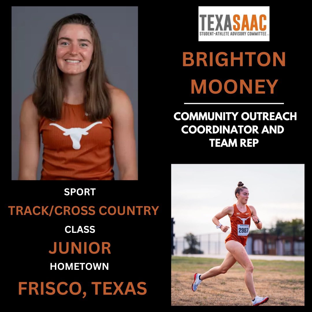 TexasSAAC's tweet image. From Womenโs Track and Field/Cross Country, Community Outreach Coordinator, Brighton Mooney and Team reps, Chrystal Herpin, and Elizabeth Pickett!๐๐ปโโ๏ธ๐ค๐ผ