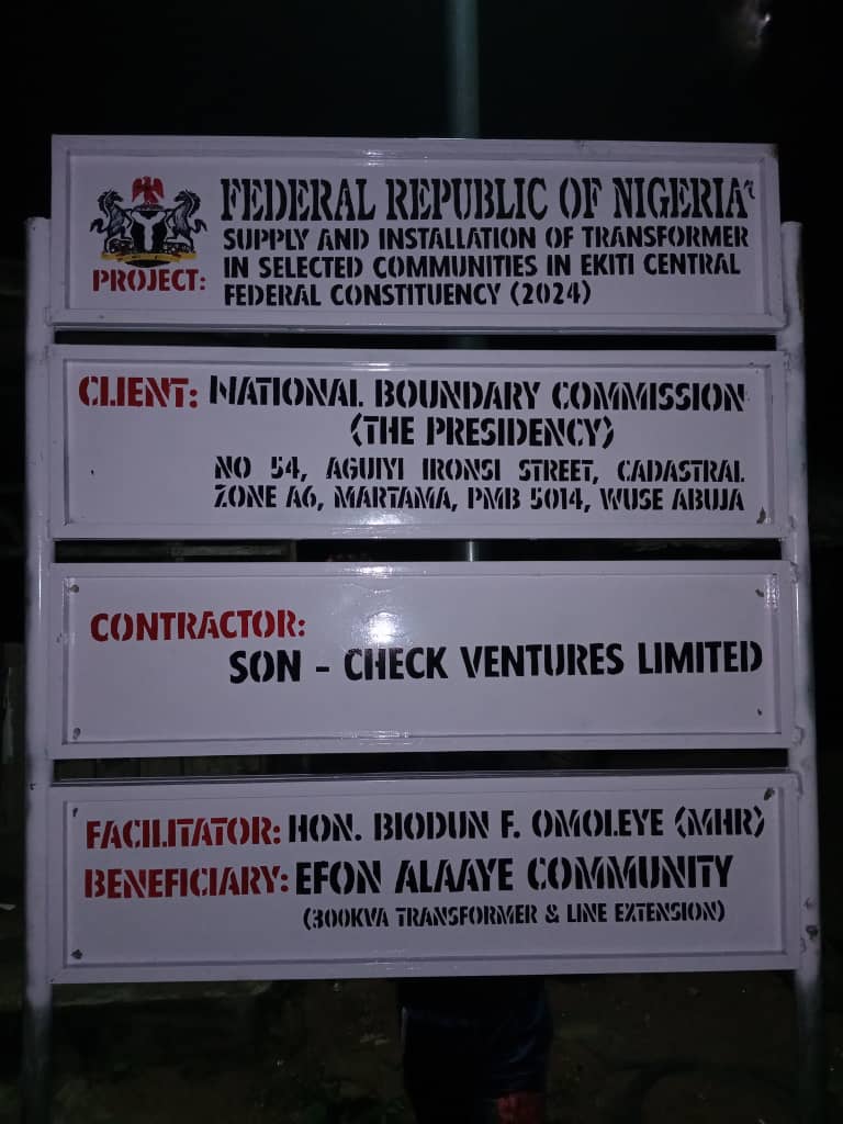 Delivering on promises of better living for members of our constituency, the delivery and installment of 300kva transformers has been facilitated. These, hopefully, would influence the growth of small scale businesses with heavy reliance on electricity.