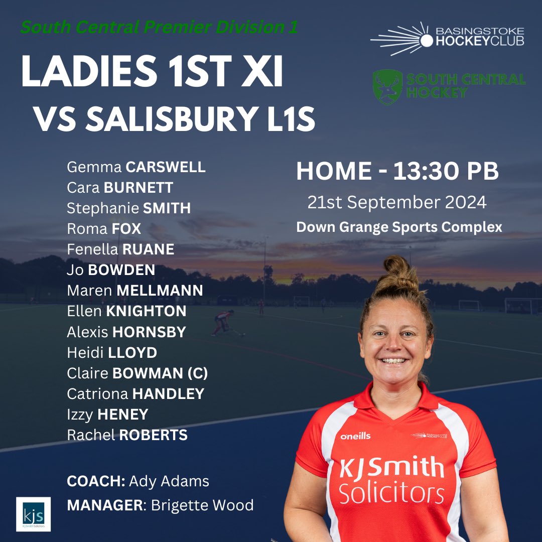 Basingstoke Hockey (@basingstokehc) on Twitter photo 🚨 Ladies 1st XI Team sheet - 21st Sept
Here’s your Ladies 1s squad ready to take on Salisbury in their season opener tomorrow!
Let’s go ladies!
<a href="/KJSSolicitors/">K J Smith Solicitors</a> <a href="/SouthCentralHo2/">South Central Hockey</a>
<a href="/swsportsnews/">South West Sports News</a>
#southcentralhockey #bhc #basingstokehockey #ladies1s #watchyour1s 🚨 Ladies 1st XI Team sheet - 21st Sept
Here’s your Ladies 1s squad ready to take on Salisbury in their season opener tomorrow!
Let’s go ladies!
<a href="/KJSSolicitors/">K J Smith Solicitors</a> <a href="/SouthCentralHo2/">South Central Hockey</a>
<a href="/swsportsnews/">South West Sports News</a>
#southcentralhockey #bhc #basingstokehockey #ladies1s #watchyour1s