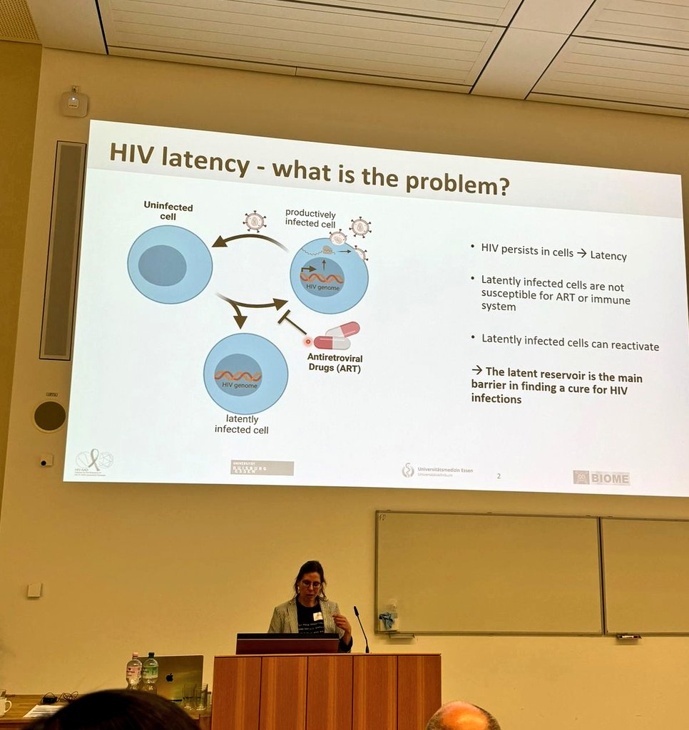Schwarzer_Lab's tweet photo. The second HIV symposium here at @UniklinikEssen is now over. It was a wonderful meeting wit great talks, great science and fantastic scientists. Hannah Schwarzer-Sperber, Post-Doc in our group, and our PhD student Eva Müller @Spree_eva, both gave two nice talks. Kudos girls! https://t.co/Ze97BUpNNk