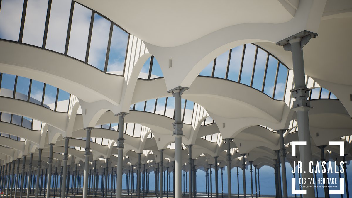 Esta joya del #PatrimonioIndustrial empieza a tomar forma. Aun siendo una estructura modular, construir un edificio de estas dimensiones en #UnrealEngine5 requiere un buen planteamiento para encontrar el equilibrio entre eficiencia y nivel de detalle. ⚙️💻#ReconstruccionVirtual