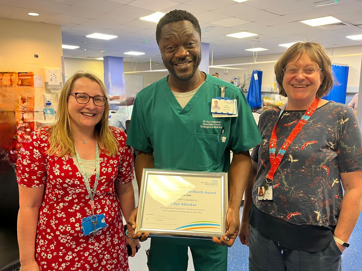 Congratulations to Dr Ayo Adesokan, ED Speciality Doctor, who received this months Medical Educator of the Month award! Very well deserved!