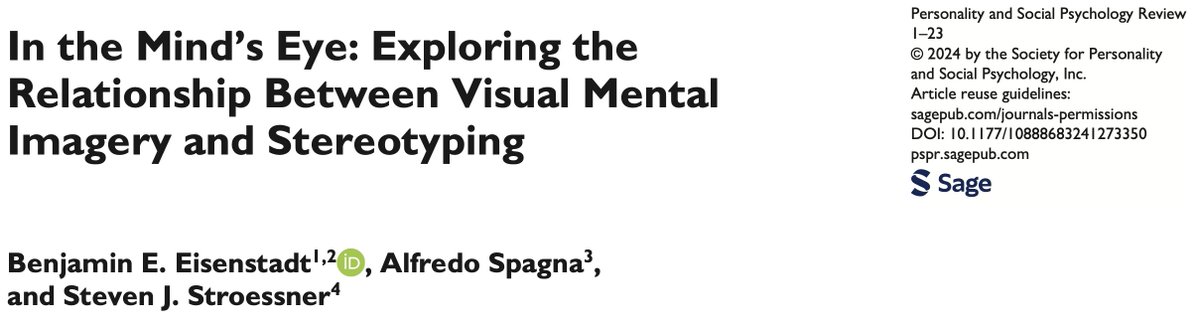 Ben Eisenstadt (@beneisenstadt) on Twitter photo The paper I've worked on for half of my adult life with <a href="/SpagnaPhD/">Alfredo Spagna: alfredospagna.bsky.social</a> is out now! We considered stereotyping processes as a function of visual mental imagery and explored some juicy areas for future integrative research 🤓 check it out & dm for full work! ⬇️
journals.sagepub.com/doi/10.1177/10… The paper I've worked on for half of my adult life with <a href="/SpagnaPhD/">Alfredo Spagna: alfredospagna.bsky.social</a> is out now! We considered stereotyping processes as a function of visual mental imagery and explored some juicy areas for future integrative research 🤓 check it out & dm for full work! ⬇️
journals.sagepub.com/doi/10.1177/10…